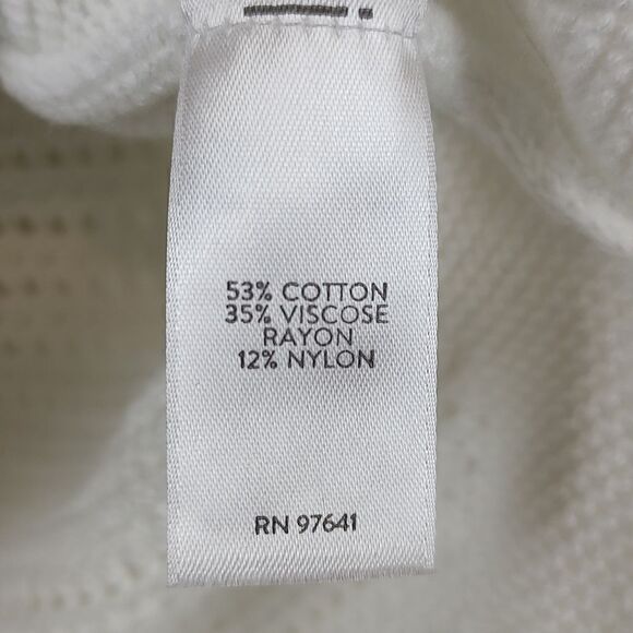 J Jill Textured Open Weave Knit Extended Shoulder Top in White Size SP - Picture 7 of 11
